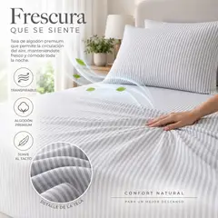 GENERAL - Juego de Sábana Algodon 400Hilos – Cama Queen GRIS