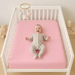 GENERICO - Sábana Ajustable Corral Algodón 70x100 Cm Rosa Bebe