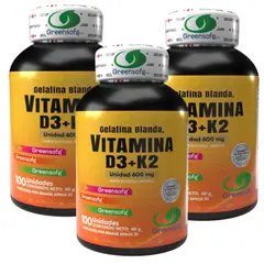 NATURAL ENERGY PRODUCTS - Vitamina D3 + K2 MK7 en Softgels 100 Cápsulas para tu Bienestar Diario x3
