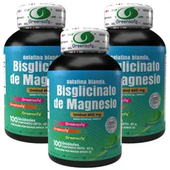 NATURAL ENERGY PRODUCTS - Bisglicinato de Magnesio Premium - Magnesio Quelado - 100 Cápsulas Softgel x3