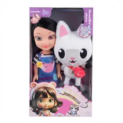 GENERICO - Set Muñeca Fashion Girl Con Gran Gato De Peluche