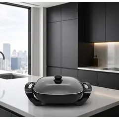 NOBELSOUND - Sarten Eléctrica Multifuncional Con Tapa Para Cocinar Y Freír