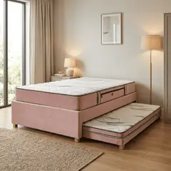 ESTILO Y CONFORT - Basecama Nido con Colchón Ortopedico 100X190 color Rosa