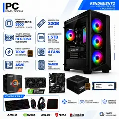 POWER GROUP - TORRE GAMER RYZEN 5 5500 - 32GB RAM - SSD 1.5TB M.2 - 4 FANS RGB - RTX 3050 6GB- COMBO GAMER