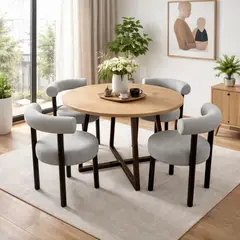 EKONOMODO COLOMBIA - Juego de Comedor Madera Redondo Nala con 4 Sillas Kanala