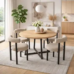 EKONOMODO COLOMBIA - Juego de Comedor Madera Redondo Nala con 4 Sillas Kanala