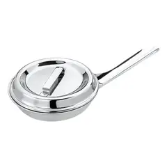 TECNOHOGAR JS - Sartén Huevos 15cm Acero Quirurgico 1810 Con Tapa Premium Antiadherente