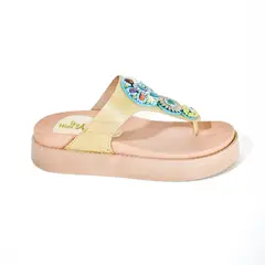 PRICE SHOES - Sandalias Confort Bordada Mujer 752SK11CHAMPANA