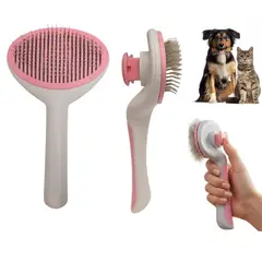 GENERAL - Cepillo Mascotas Removedor De Pelo Autolimpiable Rosado CM01