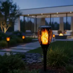 GENERICO - Lámpara Antorcha Solar Decorativa Led Efecto Llama Para Jardín O Exterior X 1 Unidad