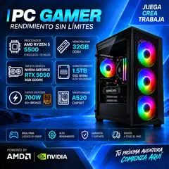 POWER GROUP - TORRE GAMER RYZEN 5 5500 - 32GB RAM - SSD 1.5TB M.2 - 4 FANS RGB - RTX 5050 8GB GDDR6- COMBO GAMER