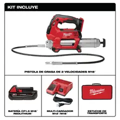 MILWAUKEE - Kit de pistola de engrase inalámbrica de 2 velocidades M18™