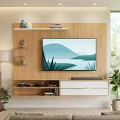 GENERICO - Panel para TV Rio hasta 65 Pulgadas con Repisas de Vidrio / Roble Moscato