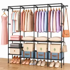 GENERICO - Closet Organizador De Ropa Y Zapatos 4 Estantes Con Perchero