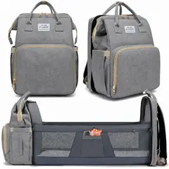 ONE PIXEL - Bolso Morral Pañalera Cambiador Cuna Portatil Para Bebé COn Puerto de Carga USB