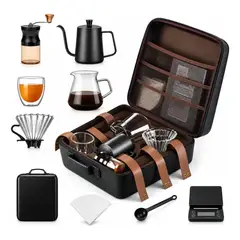 TECNOHOGAR JS - Kit Café Portátil Molino Manual Goteo Cuello Cisne 600ml
