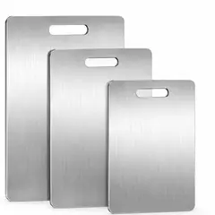 ONE PIXEL - Set 3 Tablas Para Picar Cortar Alimentos En Acero Inoxidable Antideslizante Cocina 3 UND