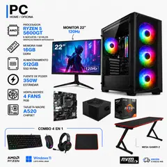POWER GROUP - PC RYZEN 5 5600GT / RAM 16GB / 512GB SSD / MONITOR 22" / MESA GAMER Z