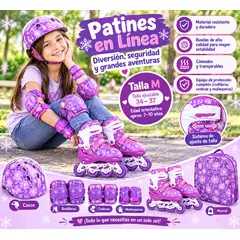 BRITOCHET - Patines Para Niños Ajustables 34-37 Kit Casco Protecciones