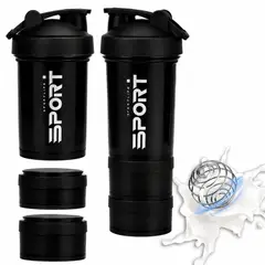 TRIPLE CLEAN - Botilito Mezclador Shaker Sport 450ml/16oz Negro