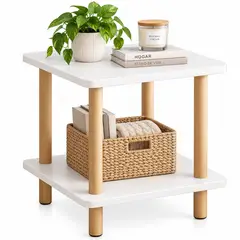 ONE PIXEL - Mesa Auxiliar Cuadrada Simple Portatil Multifuncional Blanca