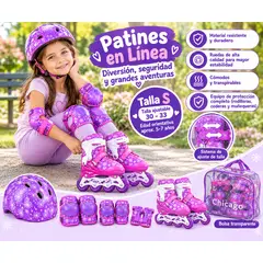 BRITOCHET - Patines Para Niños Ajustables 30-33 Kit Casco Protecciones