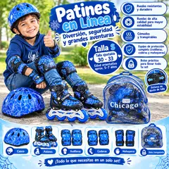 BRITOCHET - Patines Para Niños Ajustables 30-33 Kit Casco Protecciones