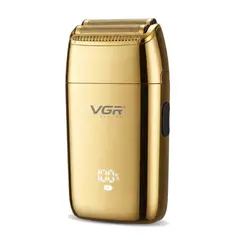VGR - Afeitadora V-399 Dorada Pantalla Digital Doble Cabezal