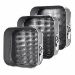 ONE PIXEL - Set 3 Moldes Cuadrados Desmontables Antiadherentes Para Hornear