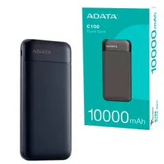 ADATA - C100, Power Bank 10000mah Carga Rápida Qc/pd 20w, Blk Color Negro