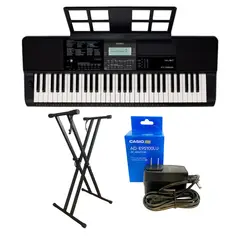 CASIO - Combo Piano Organeta CT-X800 de 61 Teclas Sensibles con Base Doble X y Adaptador Original