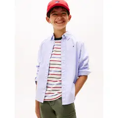 TOMMY HILFIGER - Camisa celeste Essential de algodón Oxford