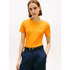 TOMMY HILFIGER - Camiseta naranja slim de cuello redondo