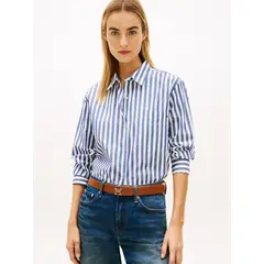 TOMMY HILFIGER - Camisa azul de popelín con corte oversize