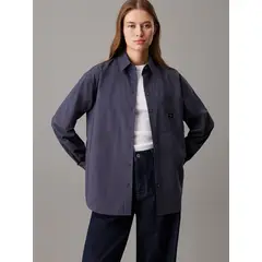 CALVIN KLEIN - Camisa azul holgada de popelín de algodón