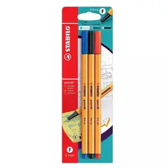 STABILO - Plumígrafo Point 88 Blíster Negro - 3 ud