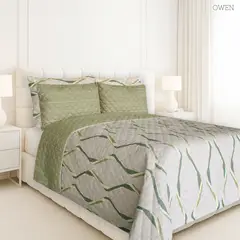BALI - Colcha Doble Faz para Cama Semidoble 200×240 + Funda 50×75 Owen Verde