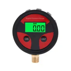 GENERICO - Manómetro Digital Presión 0-200 PSI LCD 1/8 NPT Rojo con Luz
