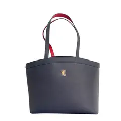 TOMMY HILFIGER - Bolso azul tote de acabado liso