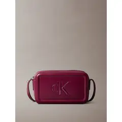CALVIN KLEIN - Bolso rosa cruzado con logo monograma grabado