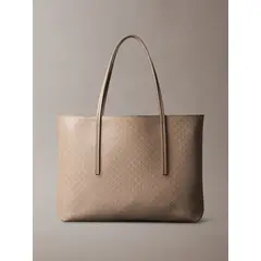 CALVIN KLEIN - Bolso beige tote pequeño con logo monograma con bolsito