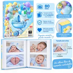 GENERICO - Álbum Para Bebé Niña 80 Fotos De 10 X 15 Cm Azul