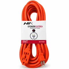NIA - Extensión Eléctrica 8 Metros 15A 1875W Cable Grueso 14AWG 3 Puestos