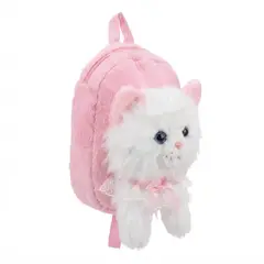 GENERICO - Mochila Infantil Peluche Gato Con Lazo Y Encaje