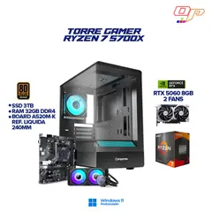 COMPUMAX - PC GAMER RYZEN 7 5700X + RTX 5060 8GB| LIQUIDA 240M| CHASIS NOVA RGB| RAM 32GB - 3.TB HIBRIDO