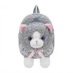 GENERICO - Mochila Infantil Peluche Gato Con Lazo Y Encaje