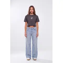 KOAJ - Camiseta crop top negra con diseños de Arcángel Mujer