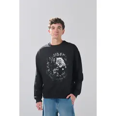 KOAJ - Buzo negro cuello redondo con estampado de Iron Maiden Hombre
