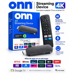 GOOGLE - Onn 4K Streaming Device con TV y Gemini – Control por Voz e Inteligencia Artificial