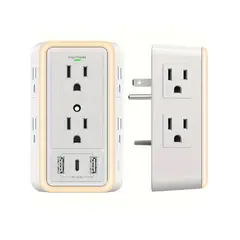 GENERAL - Enchufe Multitoma 9 en 1 Puertos USB Luz Nocturna LED 0281